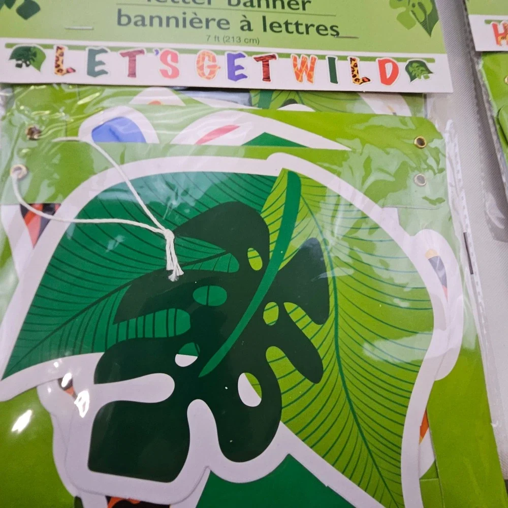 21pc Safari Jungle Letter Banner Lot Lets Get Wild Happy Birthday 7ft Greenbrier